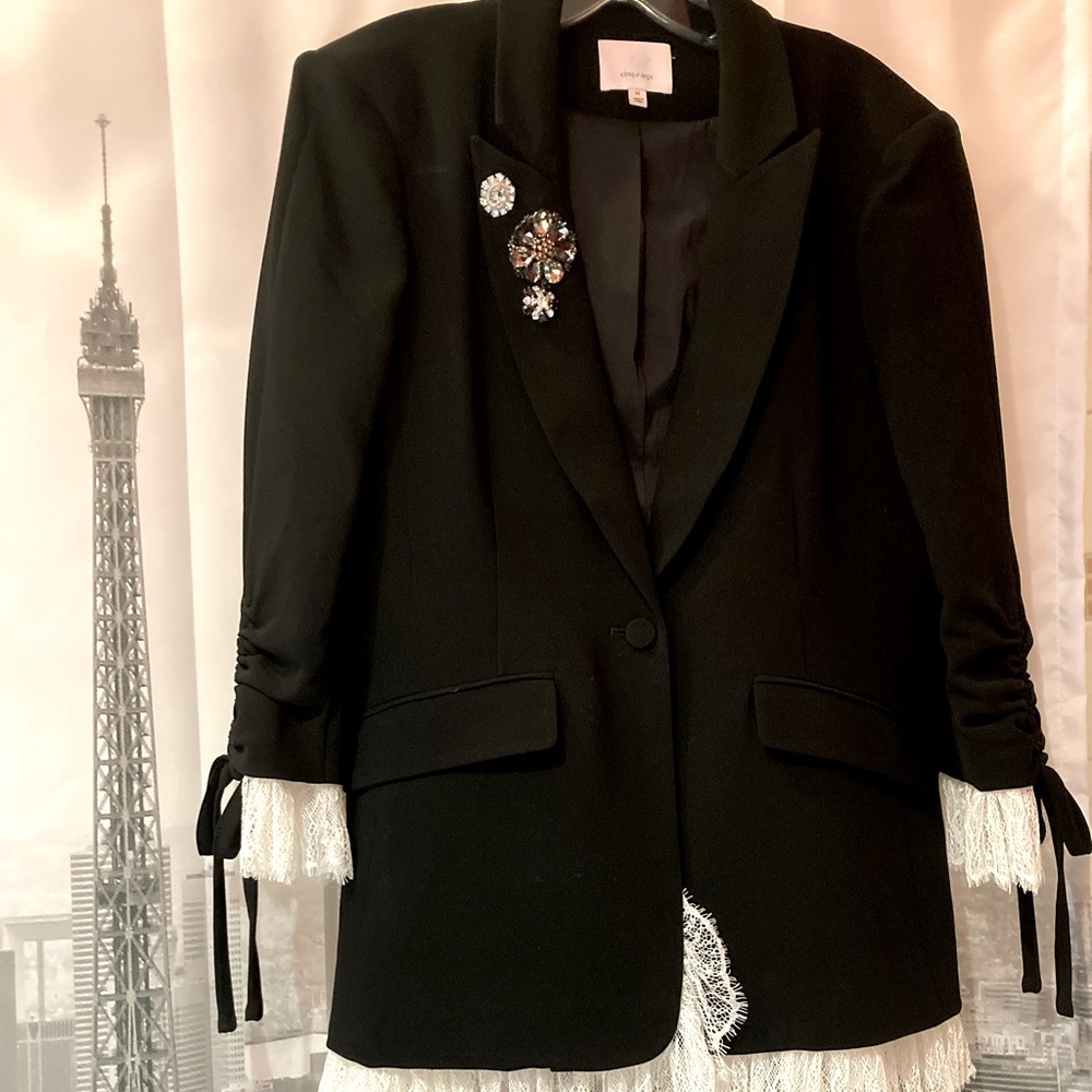 Gorgeous, classy Cinq a Sept blazer with lace details